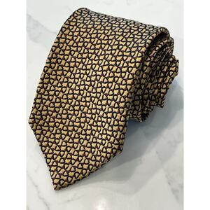 CHARVET Place Vendome Gold Black Silk Tie Jacquard Luxury France 58.5 x 3.75